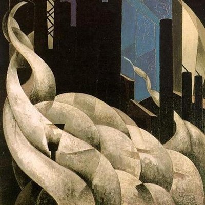 Detail from Charles Demuth’s painting Incense of a New Church (1921)
